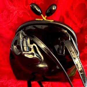 Vintage Carlos Falchi Patent Leather Shoulder Bag Black